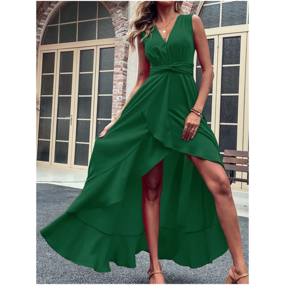 Boho Sleeveless High Low Ruffle Maxi Dress - Picture 3 of 14